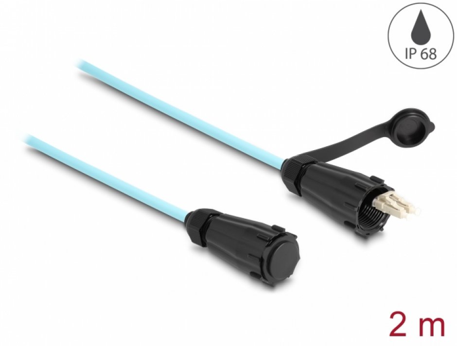 Imagine Cablu fibra optica LC Duplex la LC Duplex multi-mode OM3 IP68 protectie apa/praf 2m, Delock 87889