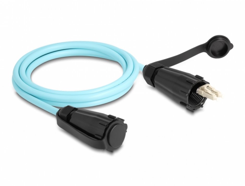 Imagine Cablu fibra optica LC Duplex la LC Duplex multi-mode OM3 IP68 protectie apa/praf 3m, Delock 87889