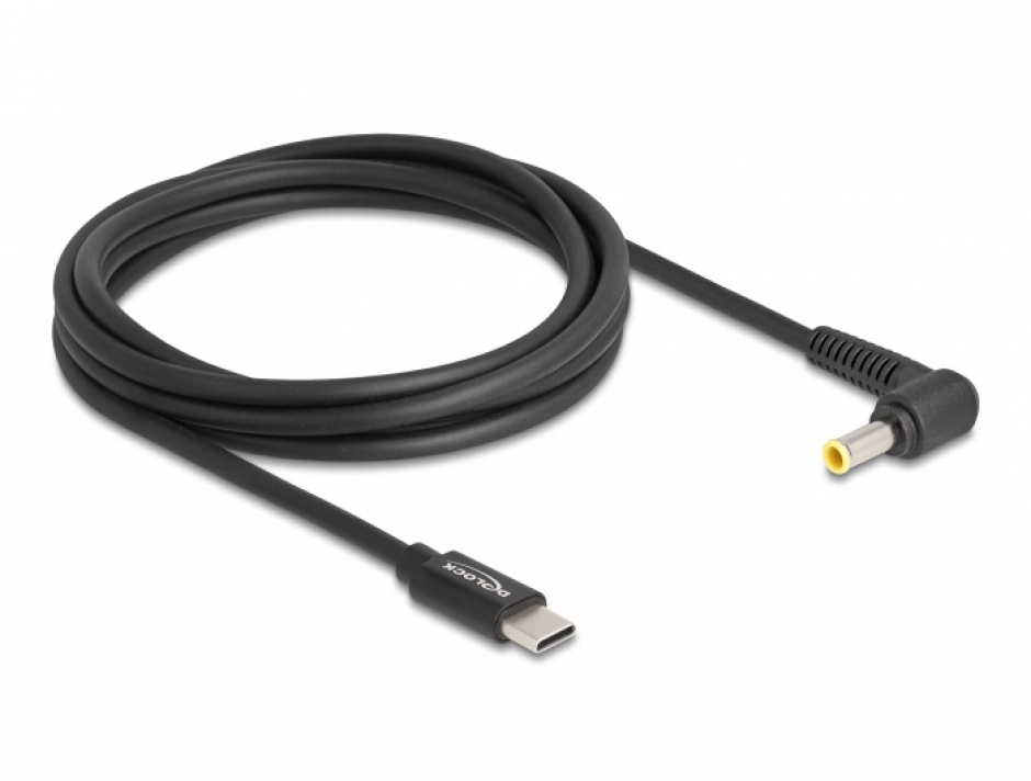 Imagine Cablu de alimentare laptop USB type C la Samsung 5.5 x 3.0 mm 20V/3A 1.5m, Delock 87980