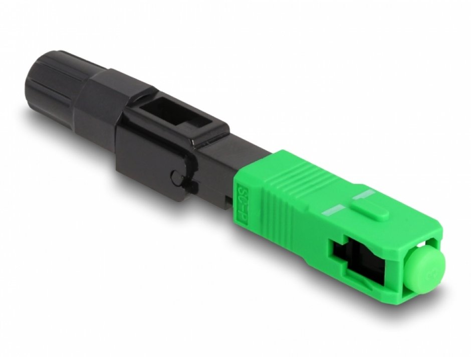 Imagine Conector rapid fibra optica SC Simplex APC Single Mode field-assembly, Delock 87989