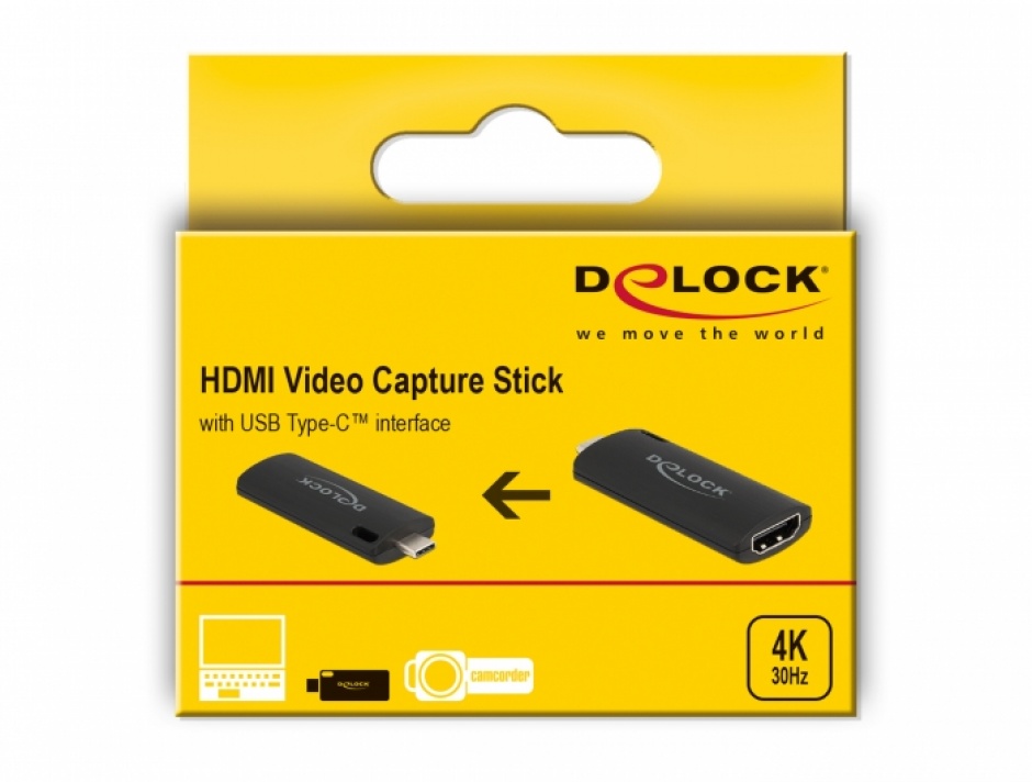 Imagine Placa de captura HDMI 4K30Hz la USB Type C, Delock 88309