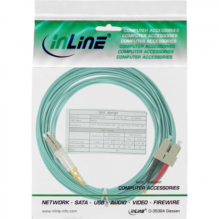 Imagine Cablu fibra optica LC-SC Duplex OM3 1m, InLine IL88641O