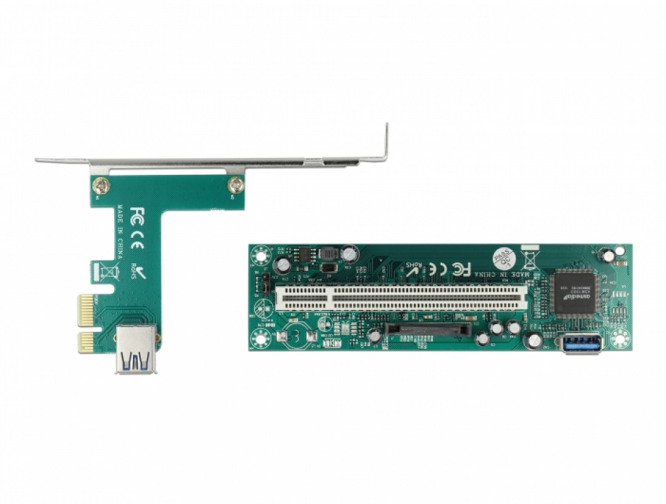 Imagine Riser Card PCI Express la 1 x PCI 32 Bit cu cablu 60cm, Delock 90065