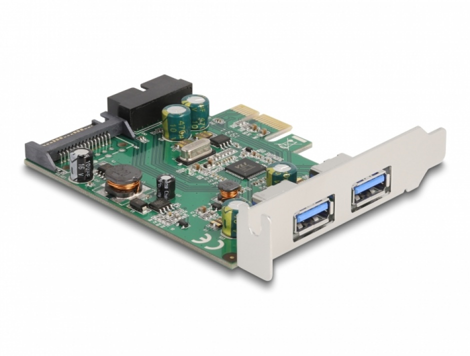 Imagine PCI Express la 2 x USB 3.2 Gen1-A + pin header 19 pini LPFF, Delock 90096