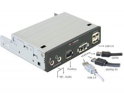 Imagine Multipanel 3.5″ eSATAp/USB 2.0/FireWire/HD-Audio, Delock 91477