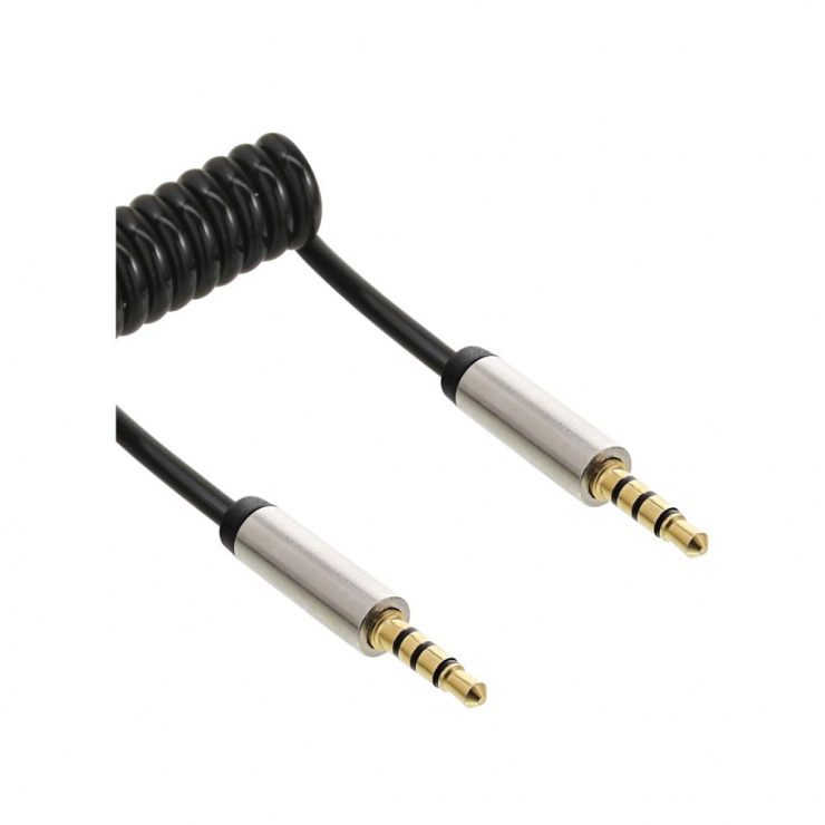 Imagine Cablu audio spiralat jack stereo 3.5mm 4 pini 2m, InLine 99272