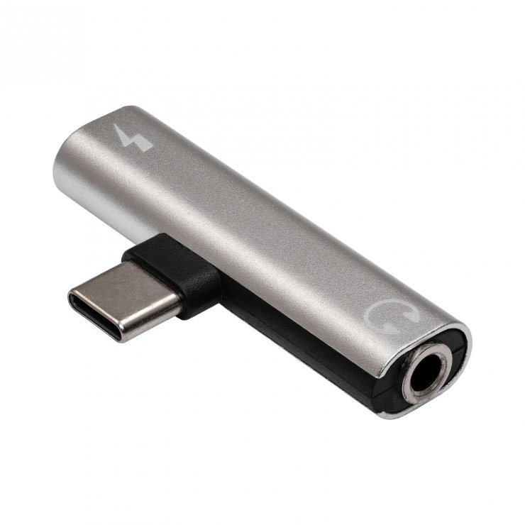Imagine Adaptor USB type C DAC la USB type C (alimentare) + jack audio 3.5mm T-M, Akyga AK-AD-71