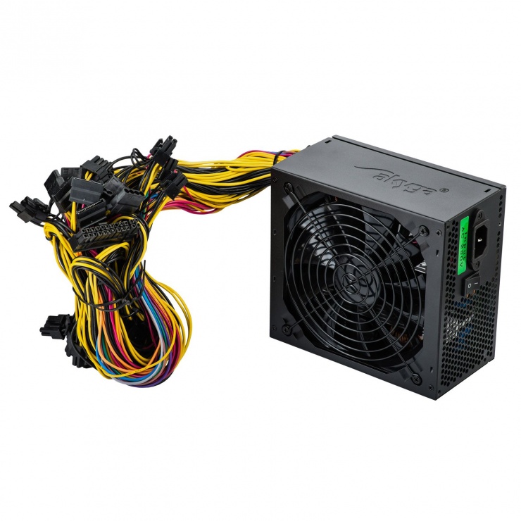 Imagine Sursa pentru minat 1250W cu 2 x P4+4/10 x PCI-E 6+2 pin / 5 x SATA APFC 80 + fanN 14cm, AK-U4-1250