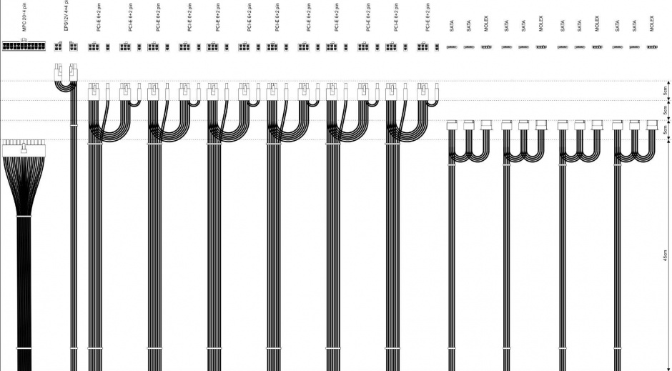 Imagine Sursa pentru minat 1250W cu 2 x P4+4/10 x PCI-E 6+2 pin / 5 x SATA APFC 80 + fanN 14cm, AK-U4-1250