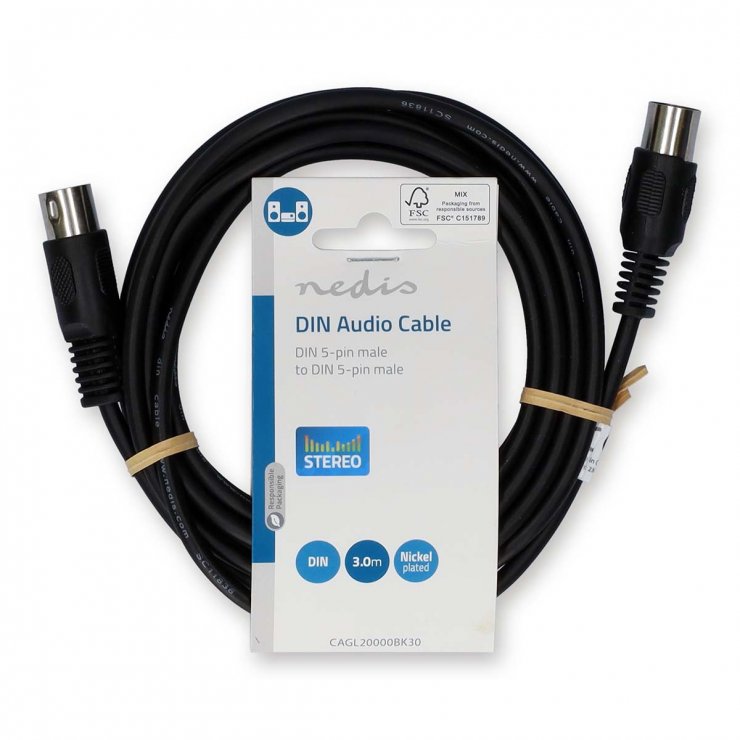 Imagine Cablu audio DIN 5 pini T-T 3m Negru, Nedis CAGL20000BK30