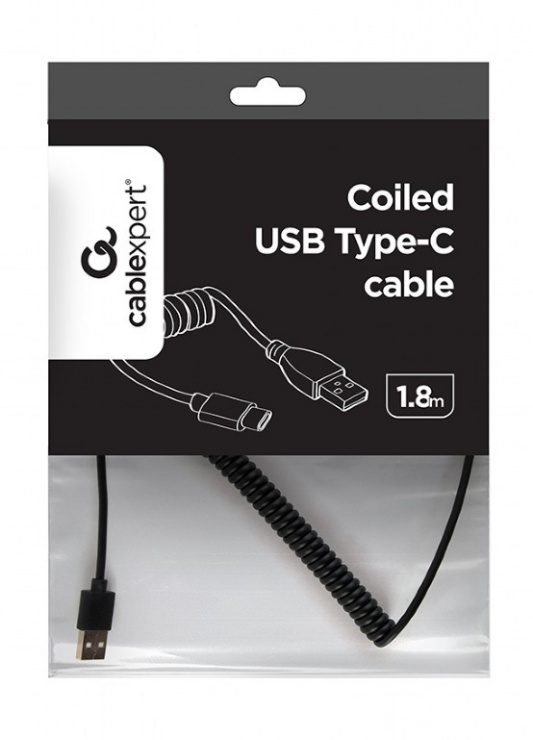 Imagine Cablu USB 2.0-A la USB type C spiralat T-T 1.6m, Gembird CC-USB2C-AMCM-6