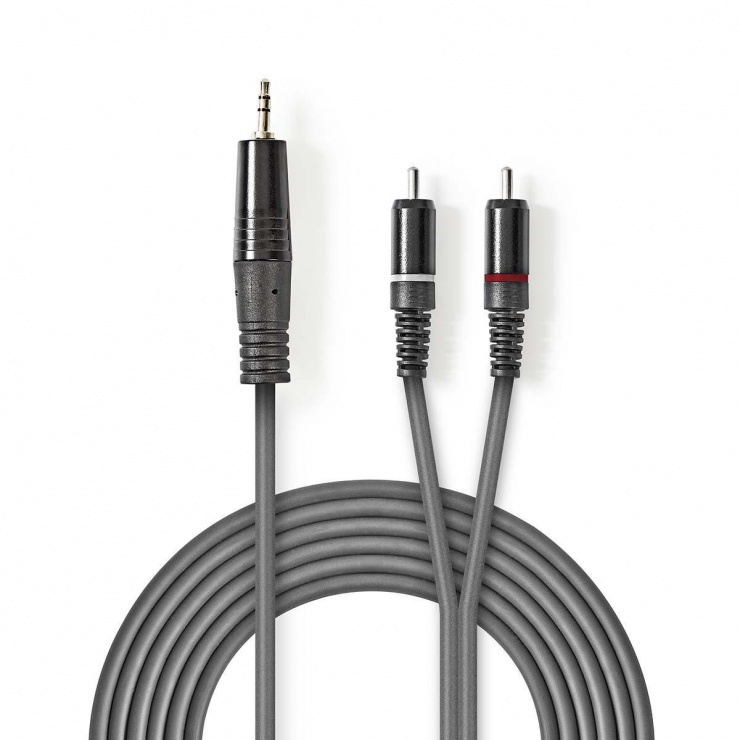 Imagine Cablu audio jack stereo 3.5mm la 2 x RCA T-T 5m, Nedis COTH22200GY50