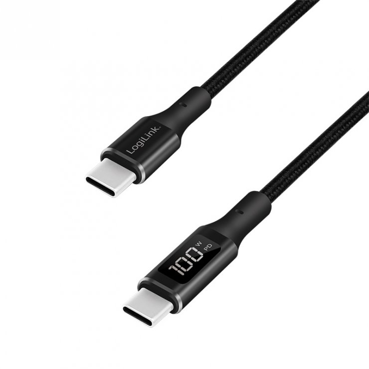 Imagine Cablu USB type C cu OLED Display E-mark PD 100W T-T 1m, Logilink CU0181