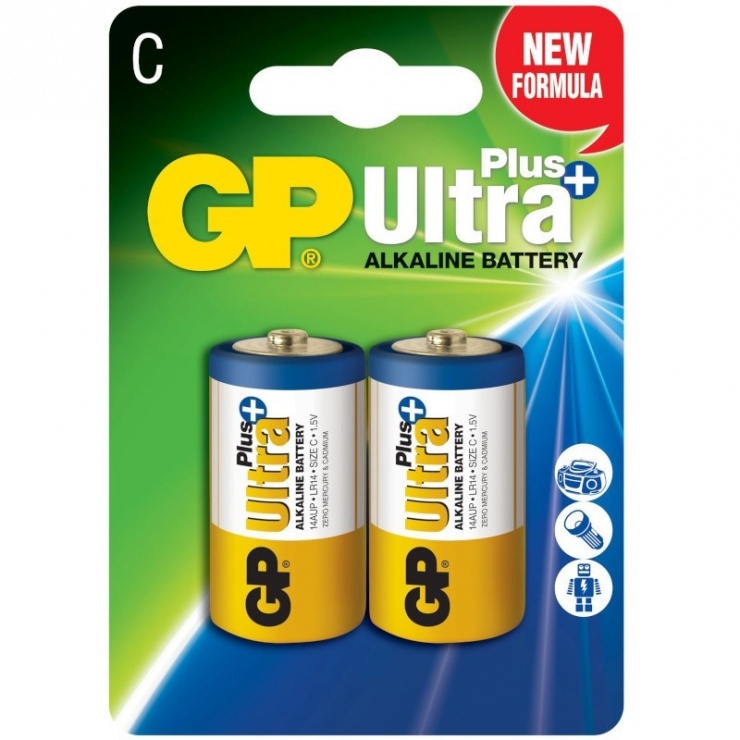 Imagine Set 2 bucati baterie Ultra+ Alcalina tip C/LR14 1.5V, GP Batteries