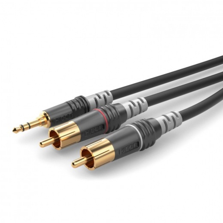 Imagine Cablu audio jack stereo 3.5mm la 2 x RCA T-T 1.5m, HICON HBA-3SC2-0150