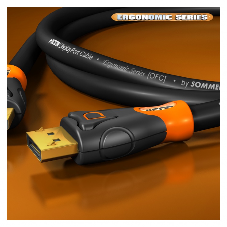 Imagine Cablu Displayport 5K T-T 1.5m Negru/Orange, Hicon HIE-DPDP-0150
