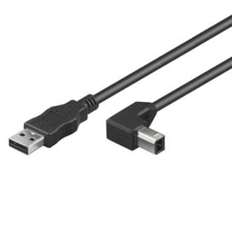 Imagine Cablu USB 2.0-A la tip B unghi 90 grade T-T 3m, ku2ab3-90