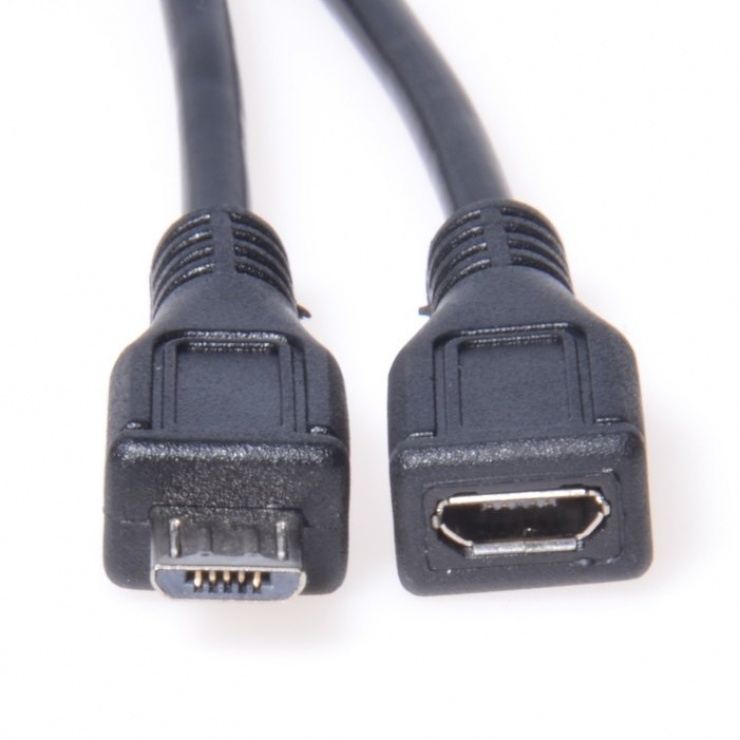 Imagine Cablu prelungitor micro USB 2.0 T-M 5m Negru, ku2me5f