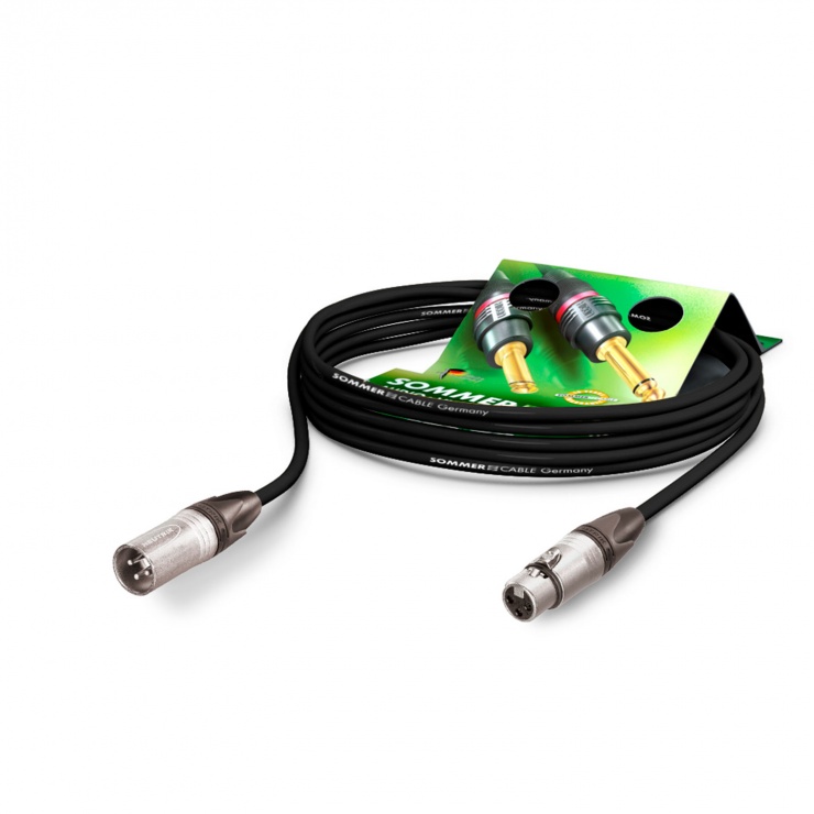 Imagine Cablu prelungitor XLR 3 pini T-M 15m Negru, NEUTRIK MEMF-215-1500-SW