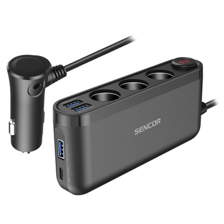 Imagine Splitter bricheta auto 3x + 3 x USB-A + 1 x USB type C, S-SCH470