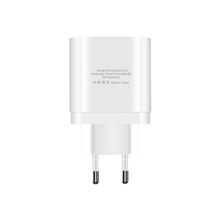 Imagine Incarcator priza USB Type C 20W/USB-A QC 3.0/2 x USB 2.4A, Spacer SPAR-QUATROQ-01