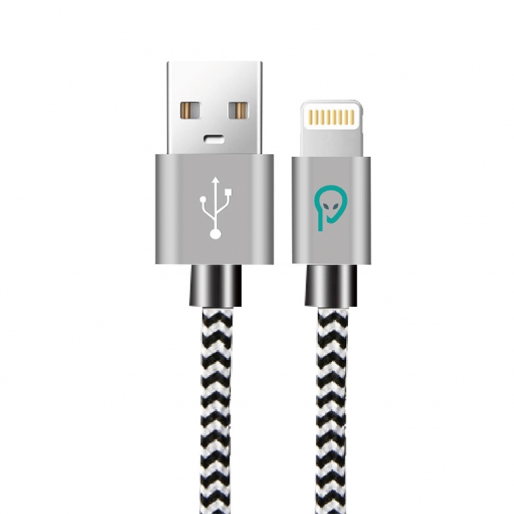 Imagine Cablu USB 2.0-A la iPhone Lightning T-T 1.8m Alb/Negru, Spacer SPDC-LIGHT-BRD-ZBR-1.8