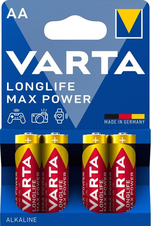 Imagine Set 4 buc baterie alcalina AA/LR6 Longlife Max Power, Varta