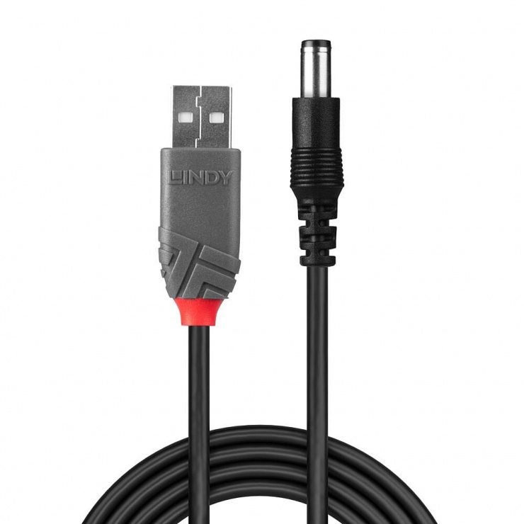 Imagine Cablu de alimentare USB la DC 5.5mm x 2.5mm 1.5m, Lindy L70267