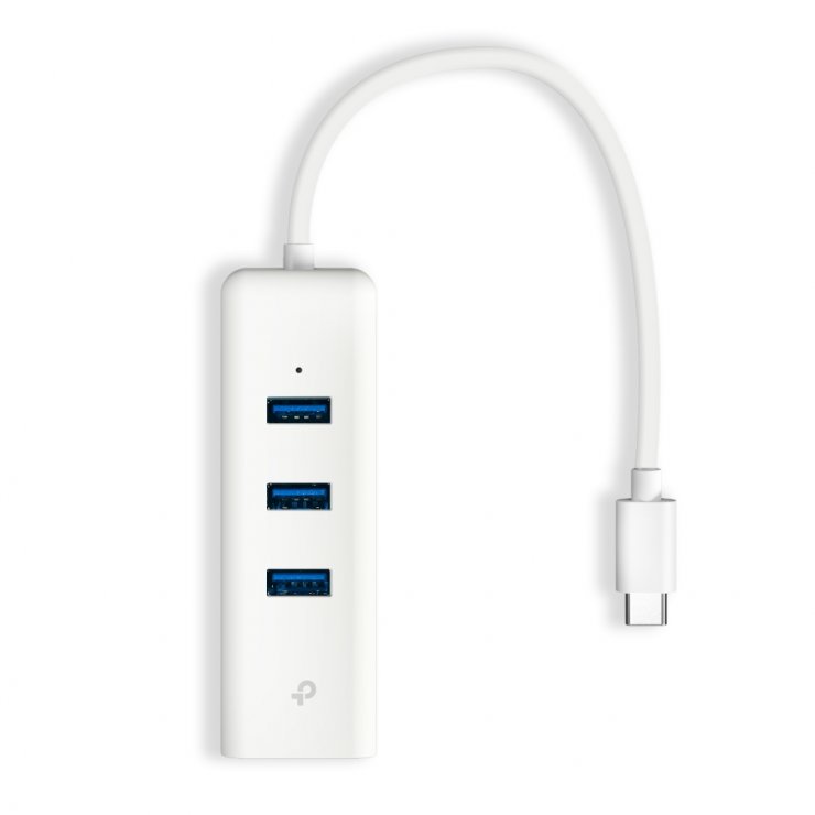 Imagine HUB USB type C la 3 porturi USB 3.0 & port Gigabit Ethernet, TP-LINK UE330C