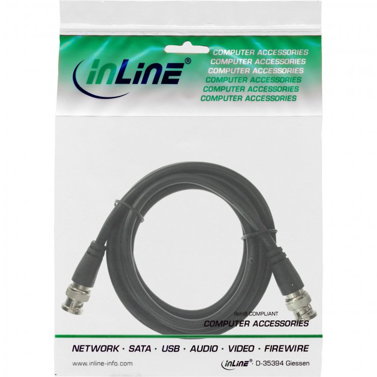 Imagine Cablu video BNC RG59/75Ohm T-T 2m, InLine IL10802