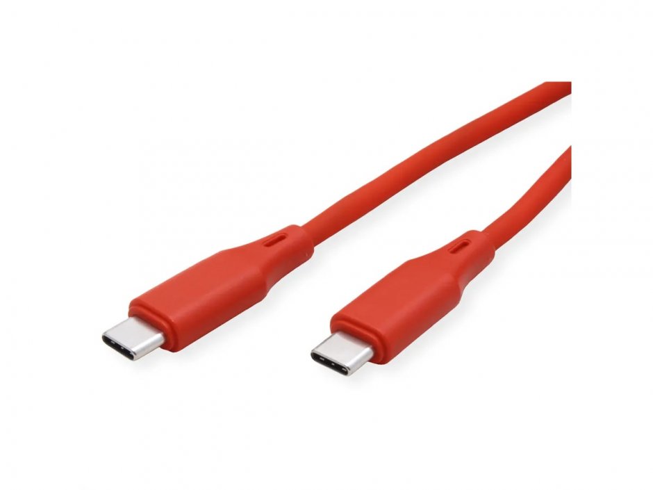 Imagine Cablu USB 2.0 type C T-T 60W silicon 1m Rosu, Roline 11.02.9121
