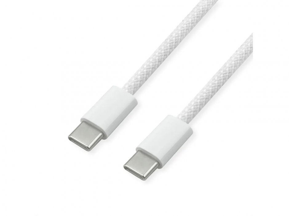 Imagine Cablu USB 2.0 type C 60W T-T brodat 3m Alb, Value 11.99.8342