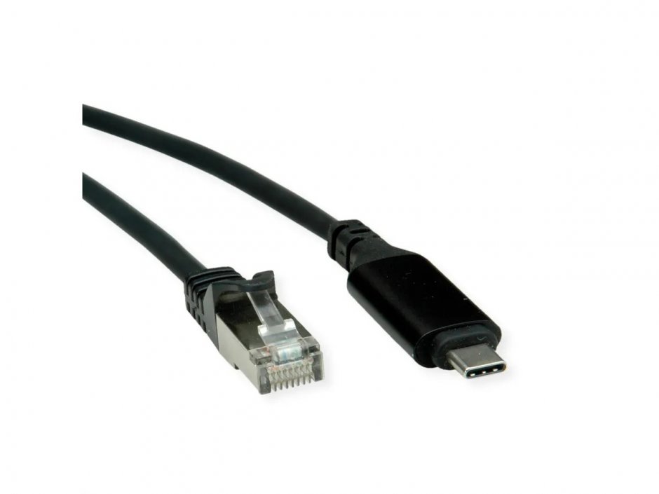 Imagine Cablu de retea USB type C la RJ45 LAN Gigabit 5m, Roline 12.02.1169