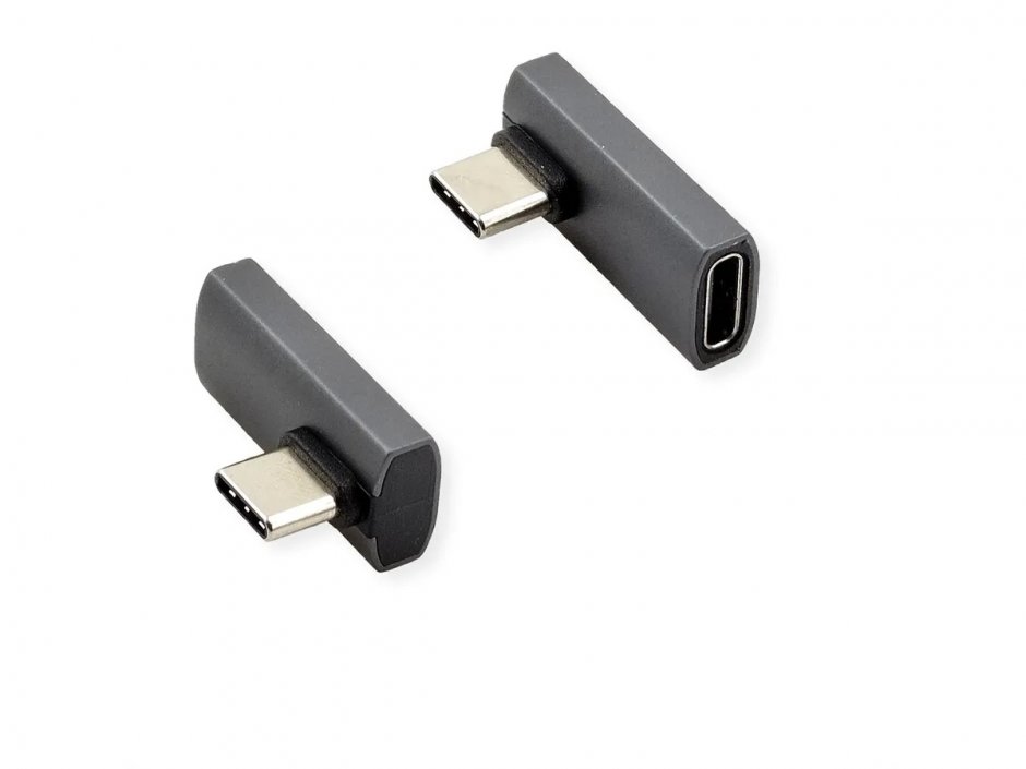 Imagine Adaptor USB 4 type C 240W unghi 90 grade T-M Aluminiu, Roline 12.03.2933