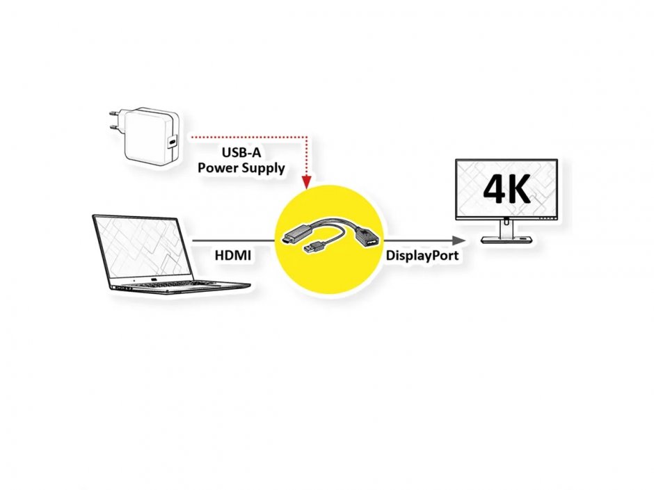 Imagine Adaptor HDMI la Displayport 4K60Hz T-M, Value 12.99.3146