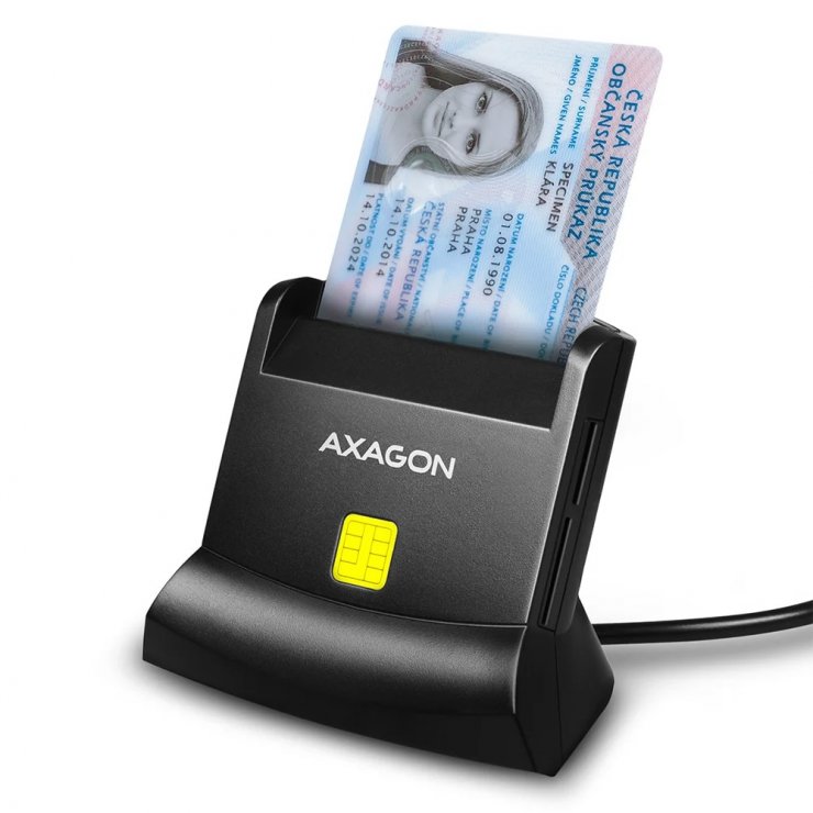 Imagine Stand/Cititor de carduri USB-A 2.0 la Smart Card/ID + SD/microSD/SIM, Axagon CRE-SM2