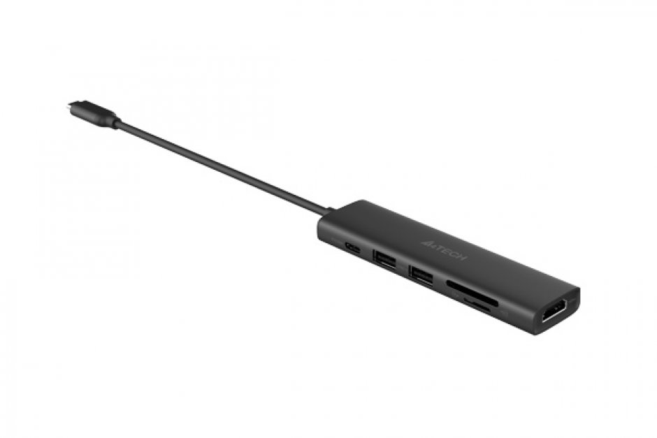 Imagine Docking station USB type C la HDMI 4K60Hz + 2 x USB-A + 1 x USB type C + Slot SD PD 100W, A4TECH DST-60C-GR