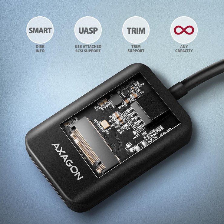 Imagine Adaptor USB 3.2 la M.2 NVMe/SATA, Axagon ADM2-AM