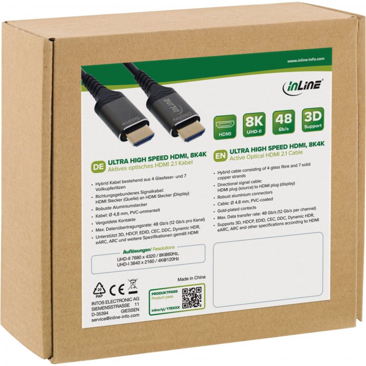 Imagine Cablu Ultra High Speed HDMI AOC 8K60Hz 25m, InLine IL17925X