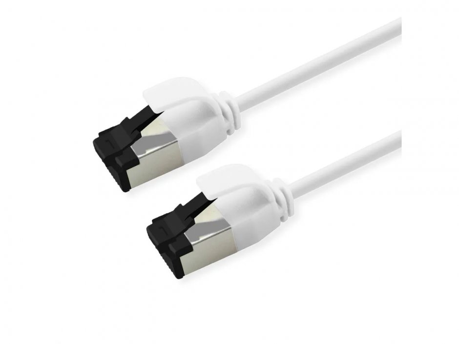 Imagine Cablu de retea RJ45 Slim U/FTP Cat. 8.1 (Class I) LSOH 0.15m Alb, Roline 21.15.3270