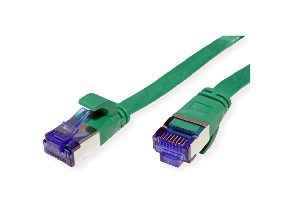 Imagine Cablu de retea RJ45 extra flat FTP cat.6A 1.5m Verde, Value 21.99.2144