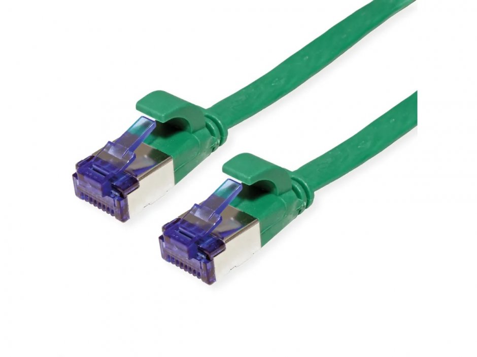 Imagine Cablu de retea RJ45 extra flat FTP cat.6A 1.5m Verde, Value 21.99.2144