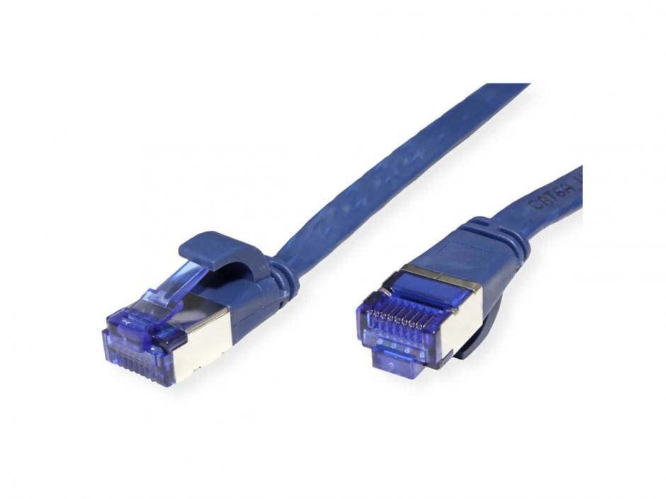 Imagine Cablu de retea RJ45 extra flat FTP cat.6A 1.5m Albastru, Value 21.99.2154