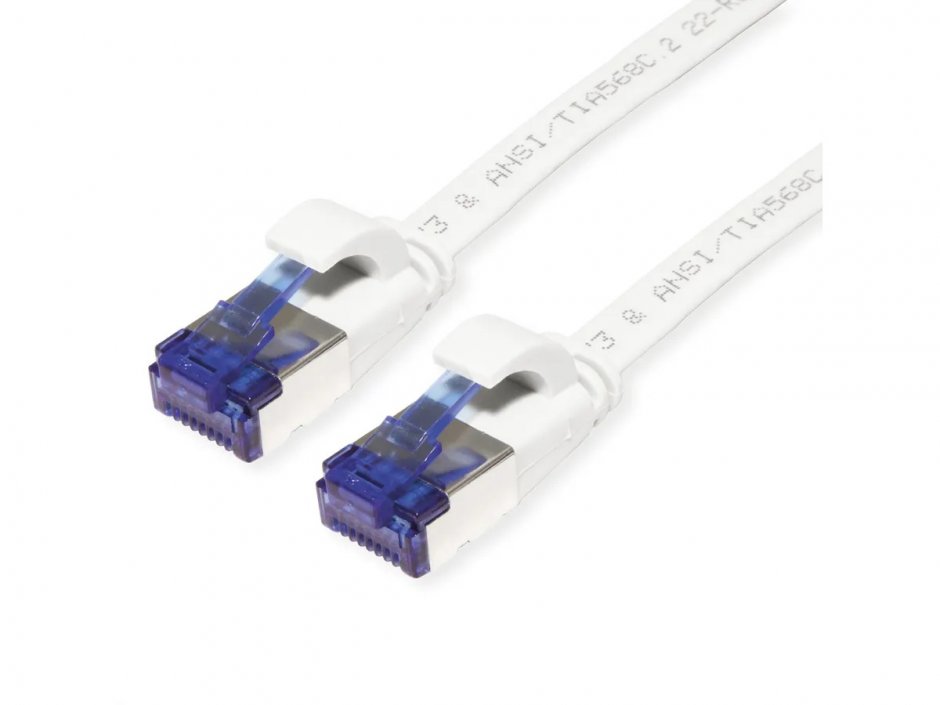 Imagine Cablu de retea RJ45 extra flat FTP cat.6A 1m Alb, Value 21.99.2161