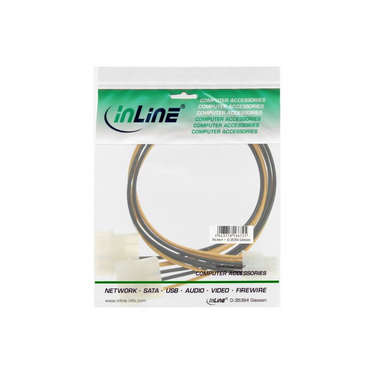 Imagine Cablu alimentare PCI Express 6 pini la 2 x Molex 0.25m, InLine IL26628