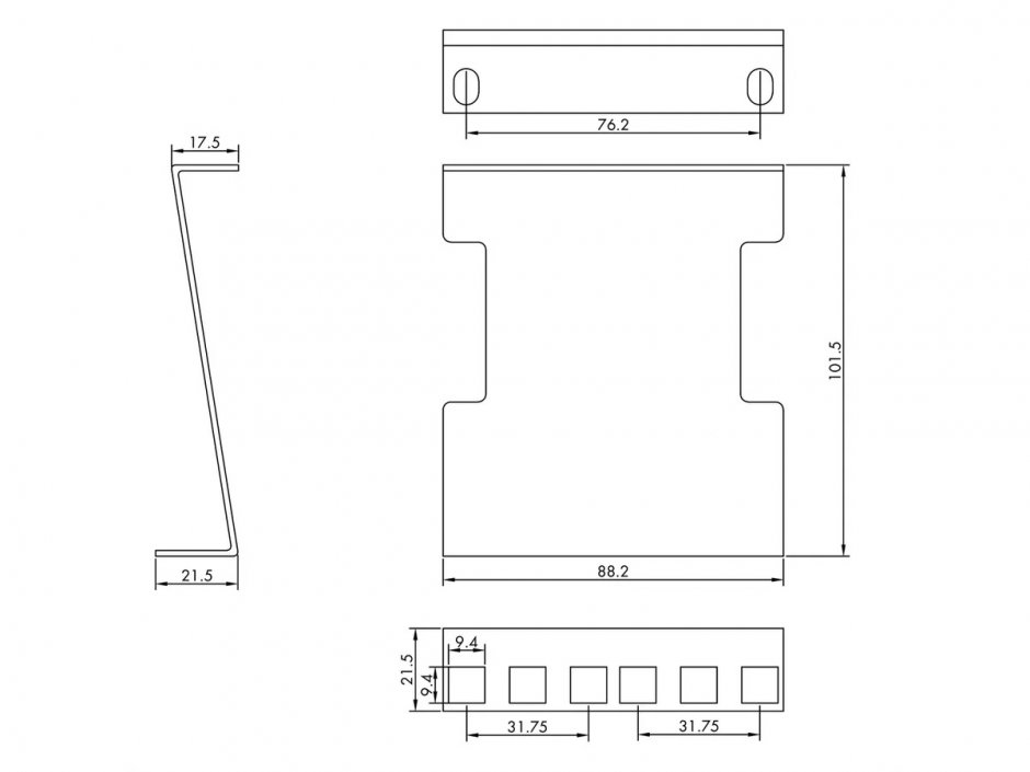 Imagine Set 2 buc extensie adancime cabinet 19" 2U metal 101.5mm, Value 26.99.0423