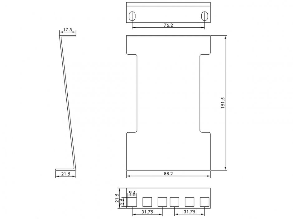 Imagine Set 2 buc extensie adancime cabinet 19" 2U metal 151.5mm, Value 26.99.0424