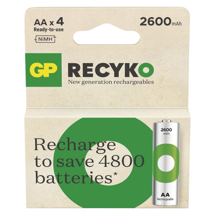 Imagine Set 4 buc acumulator ReCyko 2600mAh AA/LR6, GP Batteries