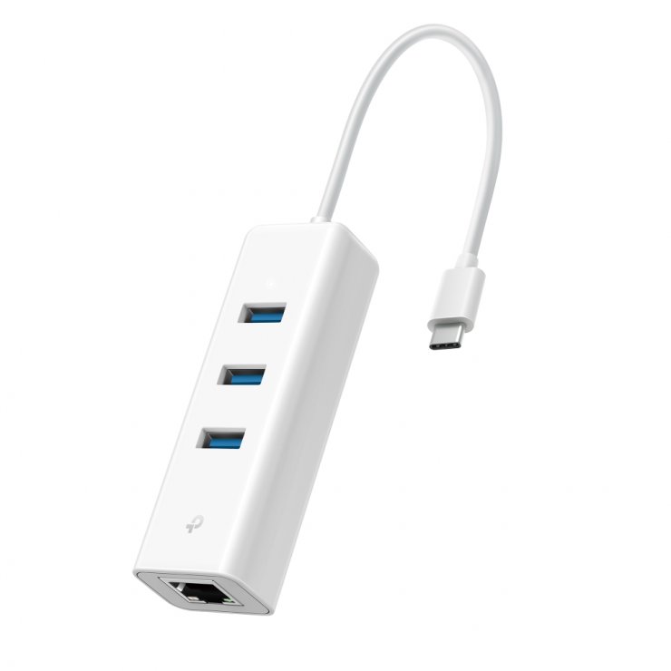 Imagine HUB USB type C la 3 porturi USB 3.0 & port Gigabit Ethernet, TP-LINK UE330C