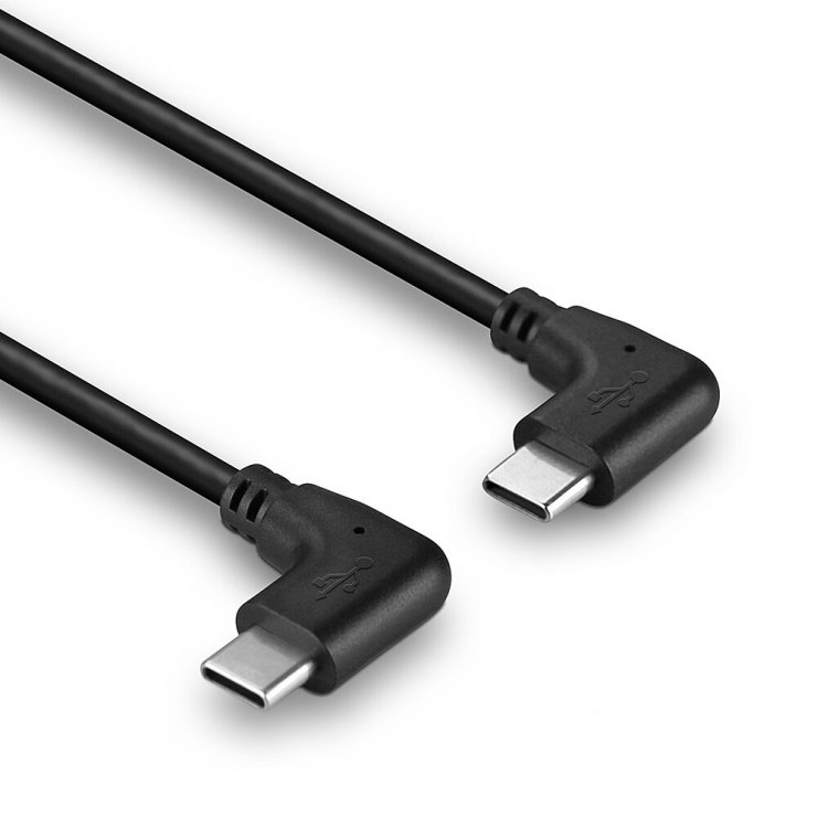 Imagine Cablu USB type C 2.0 unghi/unghi 90 grade T-T 0.5m Negru, Lindy L32008